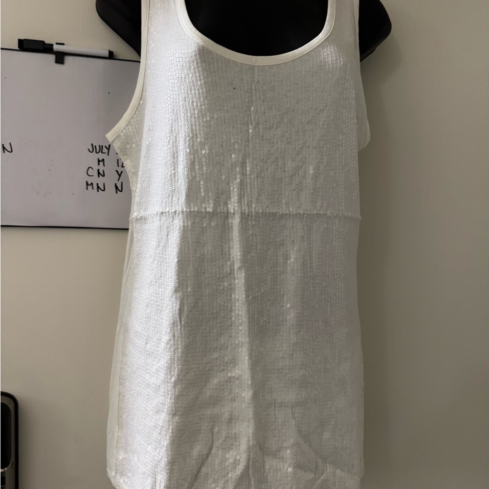 White Sequin Tank Top